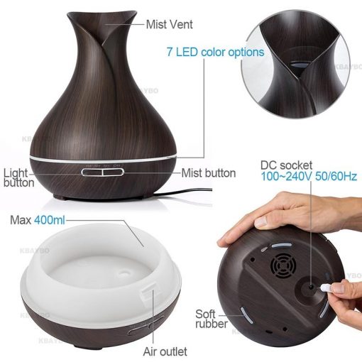 400mL Essential Oil Diffuser and Humidifier w/ Mood LED Lights - Image 4