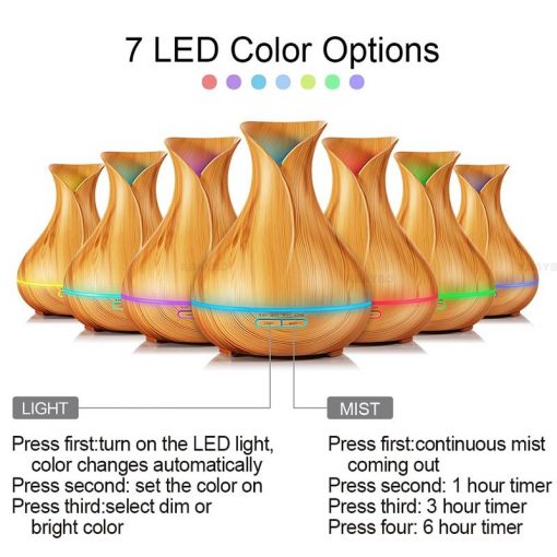 400mL Essential Oil Diffuser and Humidifier w/ Mood LED Lights - Image 3