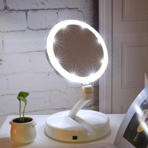 LED Lighted Folding Vanity and Travel Mirror