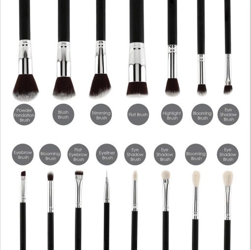 FLAWLESS 15Pcs Blending Cosmetic Shadow Makeup Brushes Set - Image 2