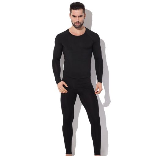 Men's Fleece Lined Thermal Underwear Set Motorcycle Skiing Base Layer Winter Warm Long Johns Shirts & Tops Bottom Suit - Image 4