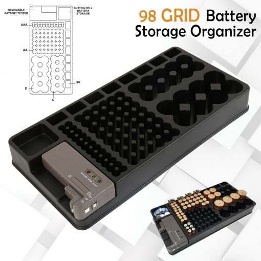 Battery Storage Organizer Holder with Tester - Image 3