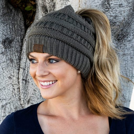 Soft Knit Ponytail Beanie - Image 3