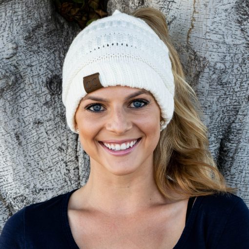 Soft Knit Ponytail Beanie - Image 2