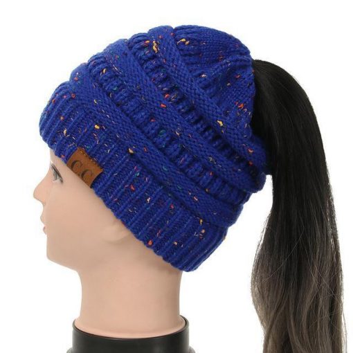 Soft Knit Ponytail Confetti Beanie - Image 18