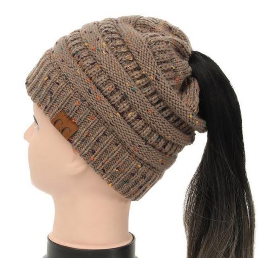 Soft Knit Ponytail Confetti Beanie - Image 19