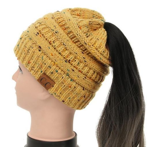 Soft Knit Ponytail Confetti Beanie - Image 22