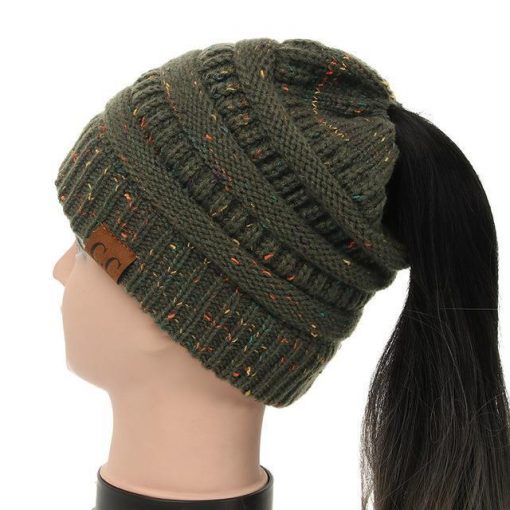 Soft Knit Ponytail Confetti Beanie - Image 17