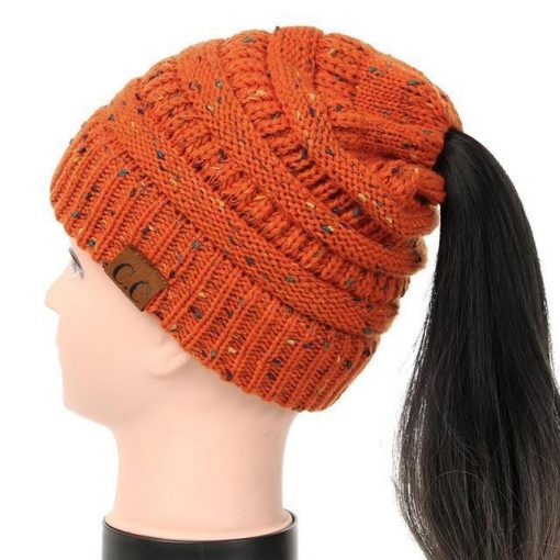 Soft Knit Ponytail Confetti Beanie - Image 21