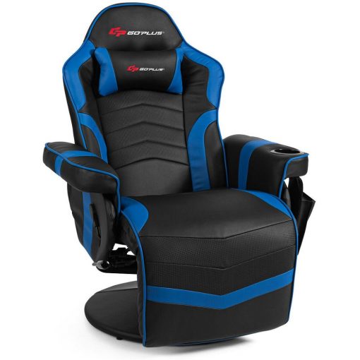 Massage Gaming Recliner Reclining Racing Chair Swivel with Cup Holder & Pillow