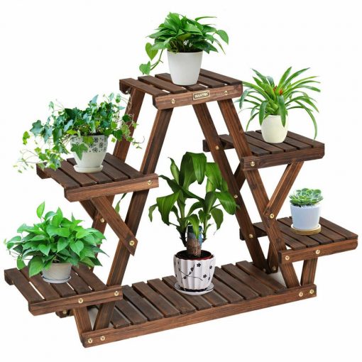 Wood Flower Shelf Storage Rack Plant Holder (6 Tier)
