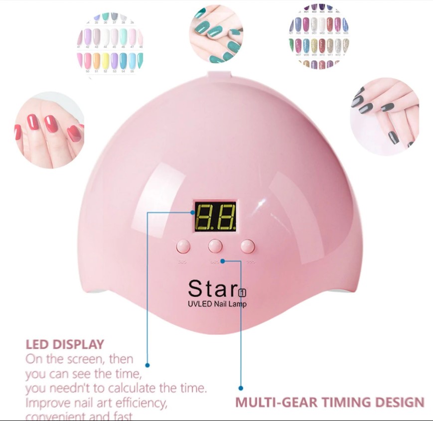 54W Nail Dryer Professional Nail Dryer Gel Polish Light UV Nail Light with 3 Timer Setting