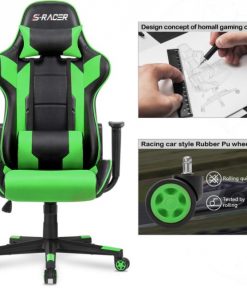 Ergonomic Massage Gaming Chair – Green
