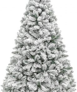 Best Choice Products Premium Holiday Christmas Pine Tree w/ Snow Flocked Branches, Foldable Metal Base