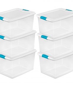 Sterilite 64 Quart Clear Storage Tote with Lids - Lot of 6