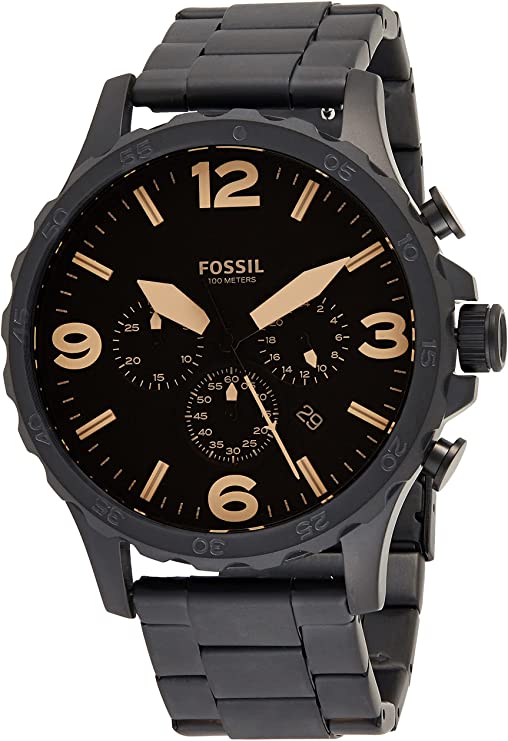 Fossil Men's Nate Chronograph Black Stainless Steel Watch