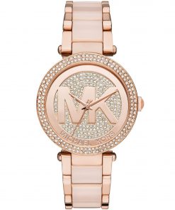 Michael Kors Women’s Parker Crystal Pave Logo Rose Gold Watch MK6176