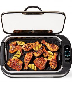PowerXL Smokeless Grill with Tempered Glass Lid with Interchanable Griddle Plate and Turbo Speed Smoke Extractor Technology