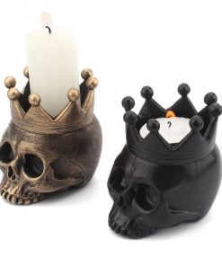 Crown Skull Resin Candlestick Holder Home Decor