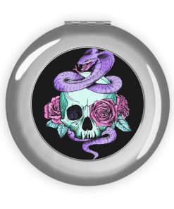 Skull Roses Purple Snake Compact Travel Mirror