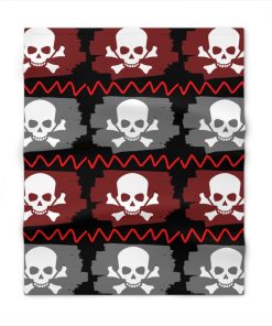 Skull Crossbones Red & Gray Throw Blanket