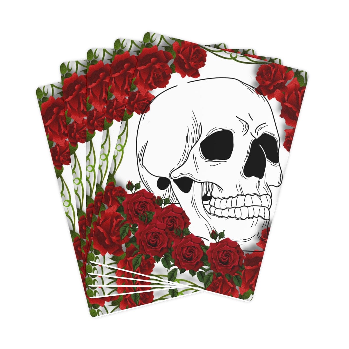 Skull Head Red Roses Poker Cards