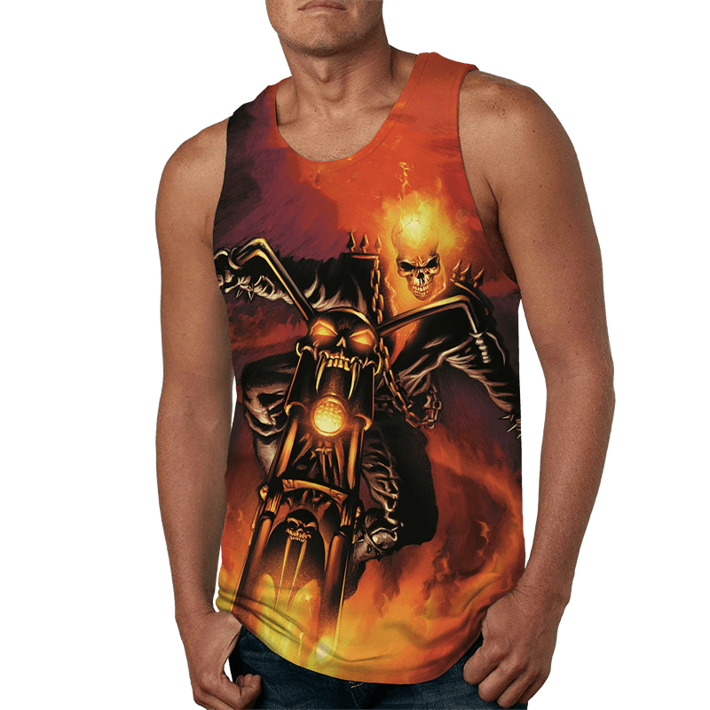 Gothic Motorcycle Skull Tank Top for Men