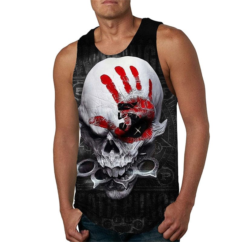 Gothic Skull Red Hand Tank Top for Men