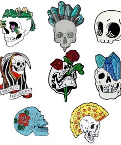 Skull Punk Style Enamel Pins For Clothes