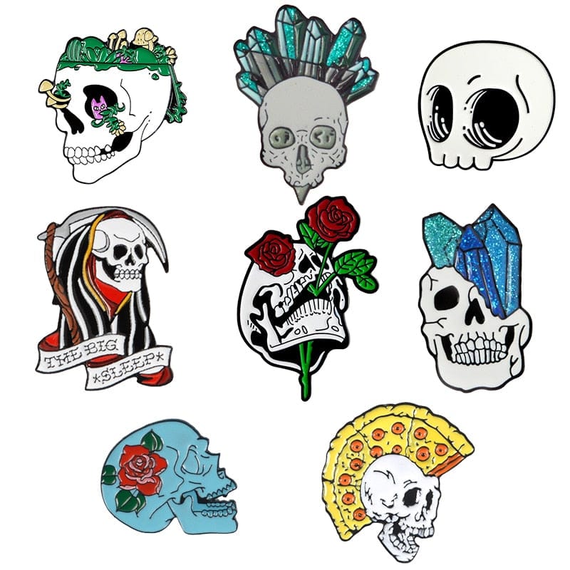 Skull Punk Style Enamel Pins For Clothes
