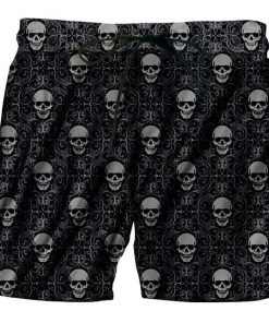 Men’s 3D Printed Geometric Pattern Skull Shorts