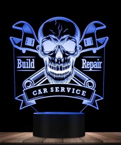 Skull Car Service 3D Visual Build Repair LED Illusion Multi-Color USB Lamp