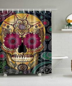 Skull Design Custom Waterproof Bathroom Curtain