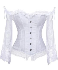 Women’s Long Sleeves Lace Floral Red, Black or White Corset