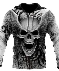 Skull With Angel Wings All Over Print Pullover, Zipper Hoodie or Sweatshirt