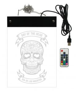 Day Of The Dead Floral Sugar Skull LED Lighted Wall Sign