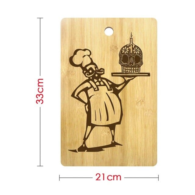 Day of The Dead Chef Skull Cook Engrave Cutting Board