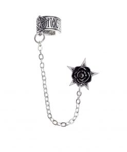 Pentagram And Black Rose Earcuff