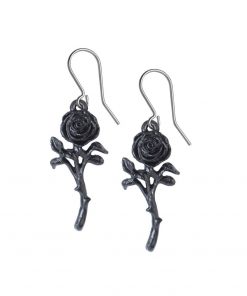 Pair of Black Rose Pendant Earrings