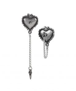 Heart With A pewter Nail On A Chain Studs