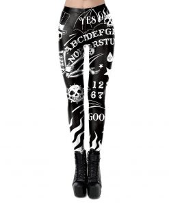 Printed Black Skull Ghost Diablo Leggings