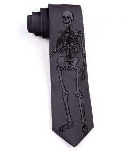Men’s Skull Design Dark Gray Embroidery Tie