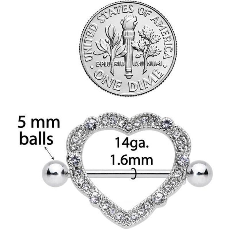 Heart-shaped Silver Nipple Rings For Women or Men