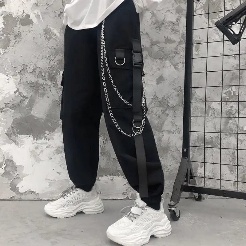 Men’s Chains Pocket Punk Black Sweatpants Gothic