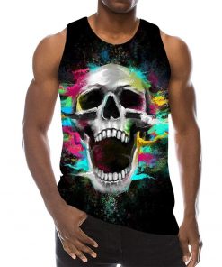 Men’s Colorful Skull Graphic Print Tank Top