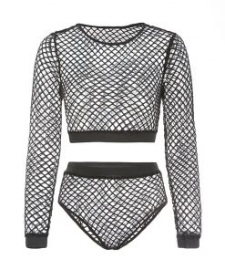 Mesh Gothic Two Piece Casual Bodycon Sets