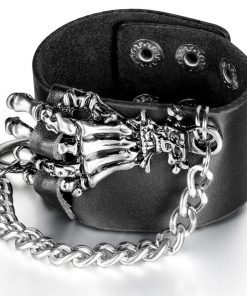 Skull Claw Leather Rope Wide Bracelet