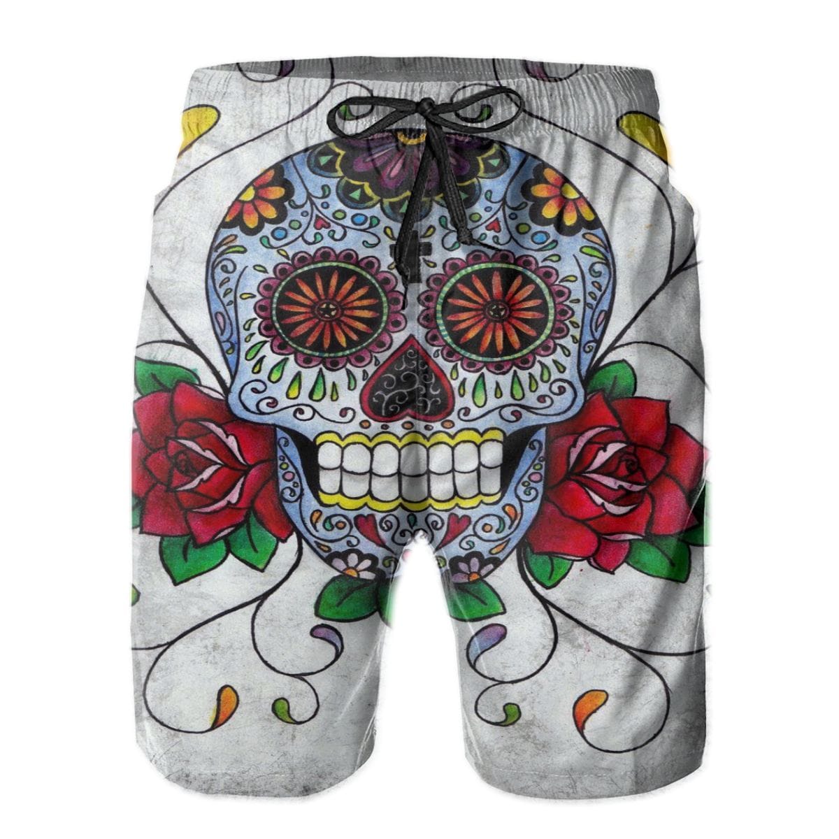 Men’s Mexican Sugar Skull & Roses Swimming Shorts