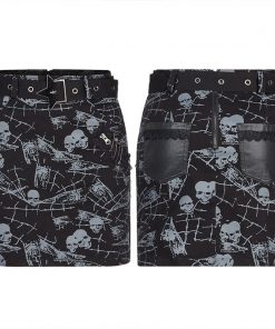 Women’s Goth Abstract Skull Print Casual Mini Skirt