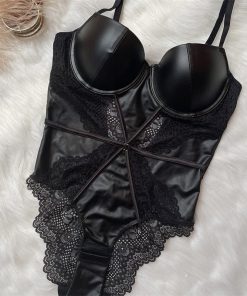 Women’s Lace Steampunk Black Beautiful Back Bodysuit